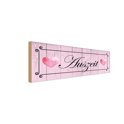 Bild von Holzschild Auszeit Herzen rosa – Dekoration für jedes Zuhause