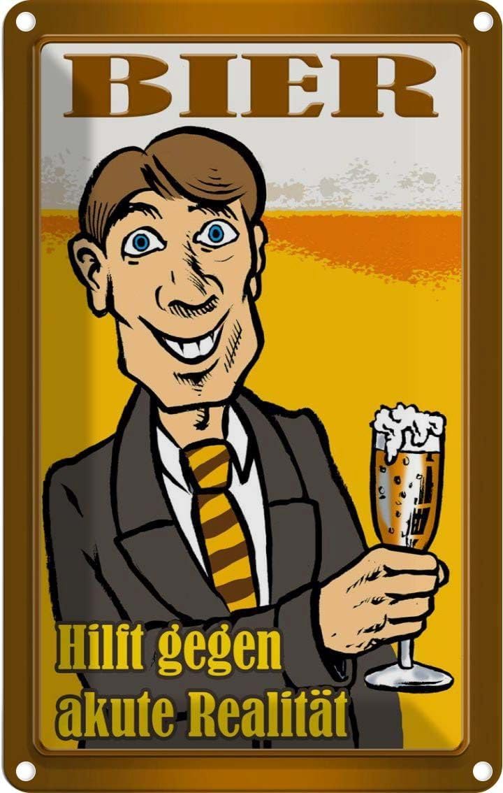 Bild von vianmo Blechschild 12x18cm Alkohol Bier hilft gegen akute Realität Deko Geschenk Metall Schild