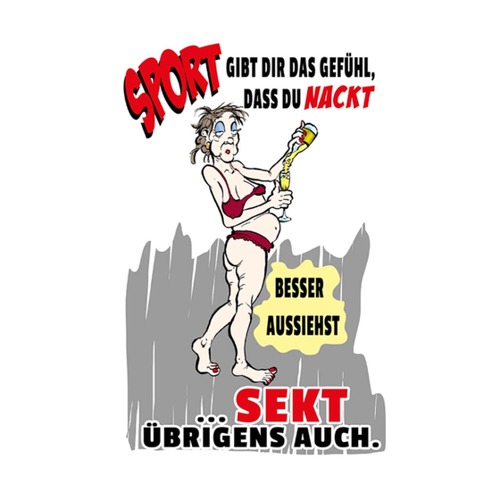 Bild von Holzschild 18x12 cm - Alkohol Sport, Sekt nackt besser aussehen