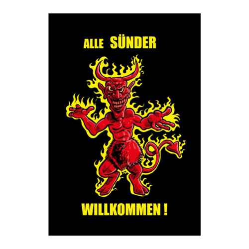 Bild von Holzschild 18x12 cm - Alle Sünder willkommen Teufel