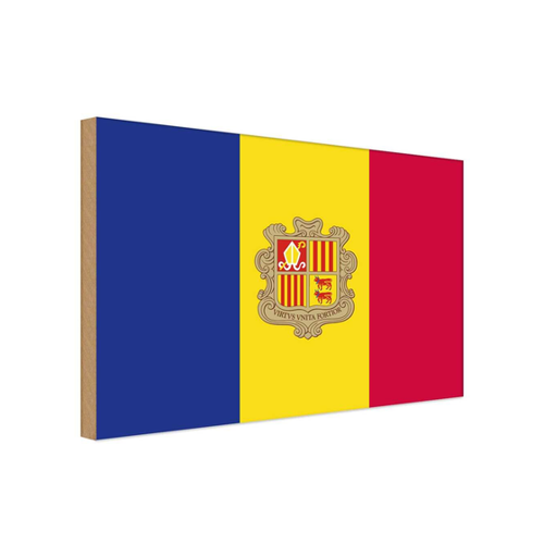 Bild von Holzschild Holzbild 18x12 cm Andorra Fahne Flagge