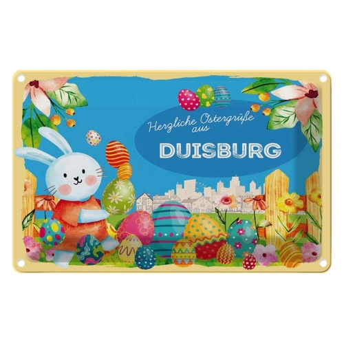 Bild von Vianmo Blechschild 30x20cm Ostergrüße Duisburg – Die perfekte Deko für jeden Anlass