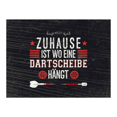 Bild von Holzschild 30x40 cm - Zuhause ist wo eine Dartscheibe