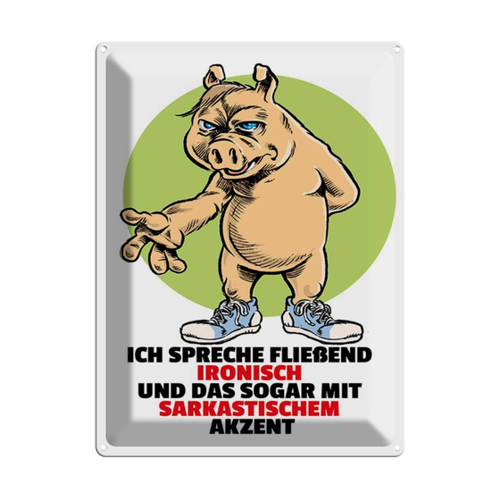 Bild von Blechschild 30x40 cm - Spreche fließend ironisch