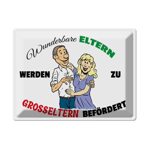 Bild von Blechschild 'Wunderbare Eltern werden Großeltern' – eine tolle Deko- und Geschenkidee