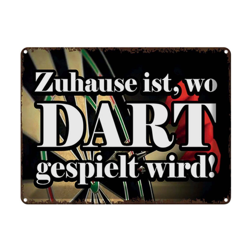 Bild von Blechschild 30x40 cm - Zuhause wo Dart gespielt wird