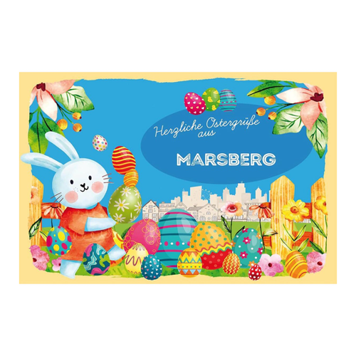 Bild von Holzschild "Ostergrüße MARSBERG" - Zauberhafte Dekoration für jedes Zuhause