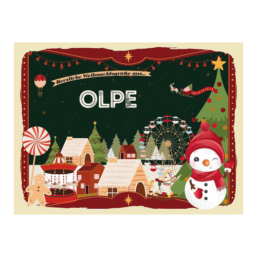 Bild von Holzschild Weihnachten Grüße aus Olpe 30x40 cm