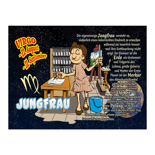 Bild von Holzschild 30x40 cm - Sternzeichen Jungfrau Planet Merkur