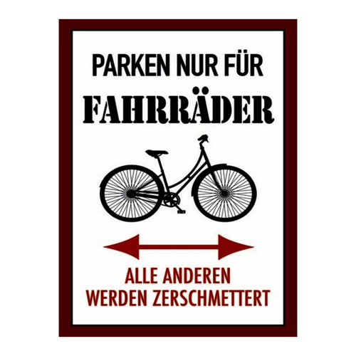 Bild von Holzschild 30x40 cm - Parken Nur Für Fahrräder Alle Anderen