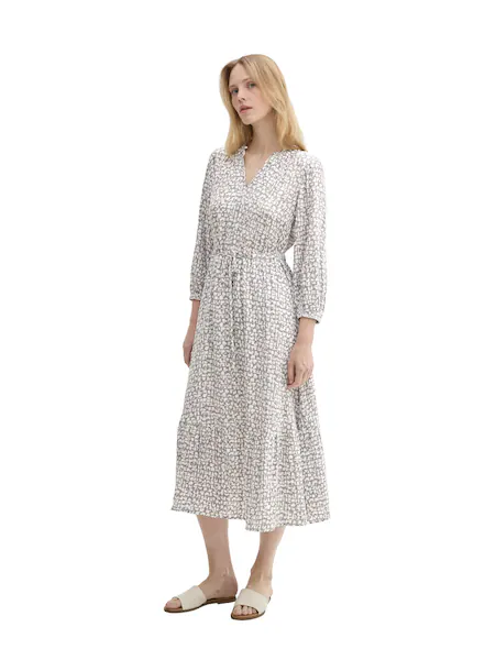 Bild von TOM TAILOR Blusenkleid, 7/8-lang, Tunnelzug, für Damen, grau, 42