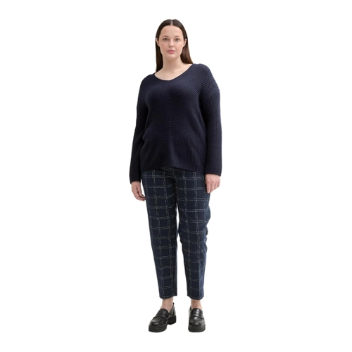 Bild von TOM TAILOR Damen Plussize RIPP Strickpullover mit V-Ausschnitt