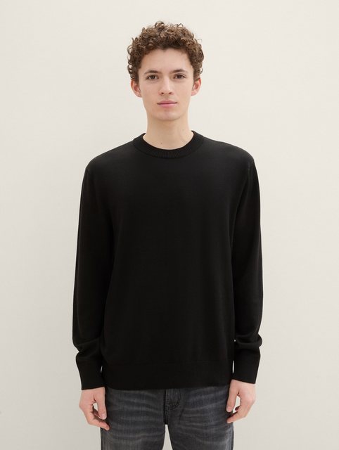Bild von TOM TAILOR Denim Herren Strickpullover aus Baumwolle, 29999 - Black, L
