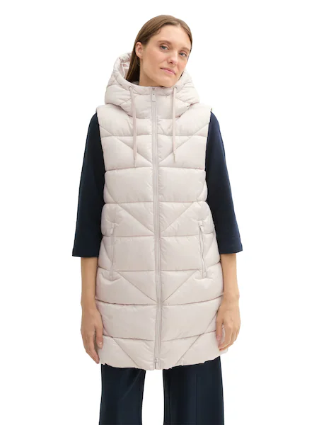 Bild von TOM TAILOR Steppweste, Tunnelzug, Kapuze, für Damen, beige, S