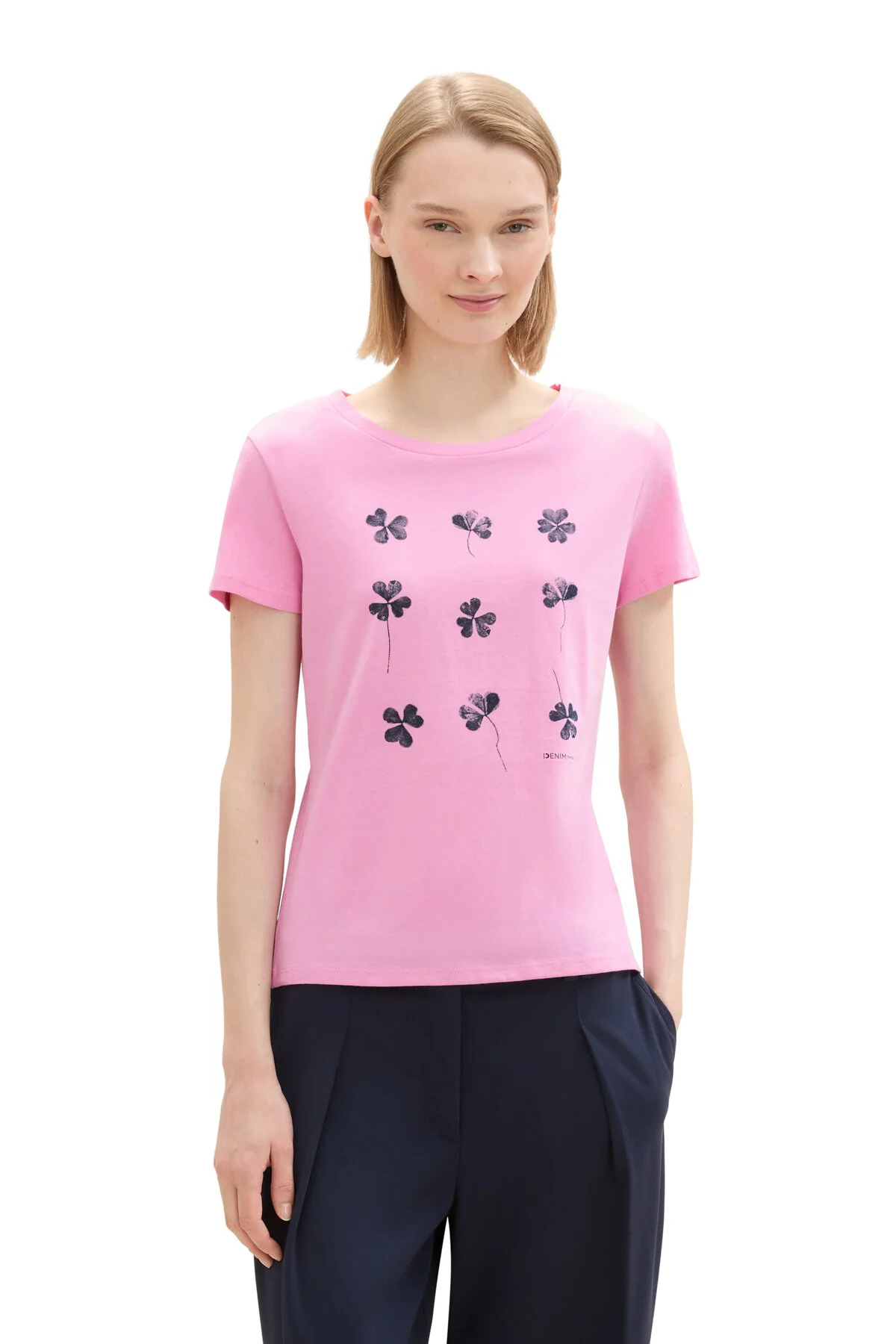 Bild von TOM TAILOR Denim Damen Basic T-Shirt mit Print,31646 - Soft Summer pink, XS