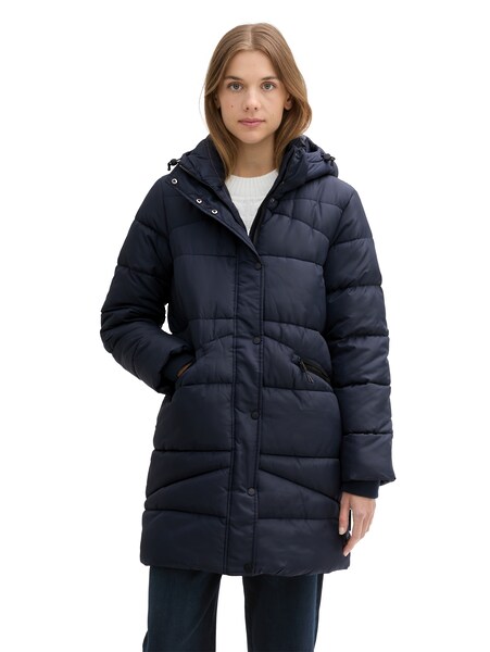 Bild von DENIM TOM TAILOR Steppmantel, Stehkragen, Kapuze, für Damen, blau, XS