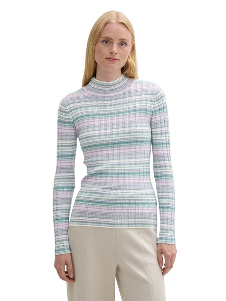 Bild von TOM TAILOR Denim Strickpullover, mit Stehkragen und in Ringeloptik