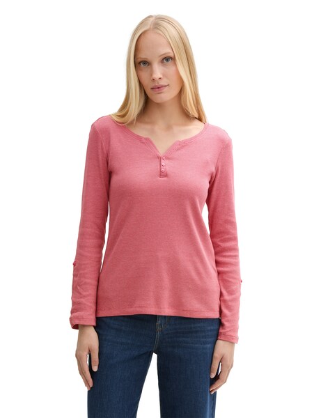 Bild von TOM TAILOR Shirt, 7/8-Ärmel, Henley-Ausschnitt, für Damen, rot, 3XL