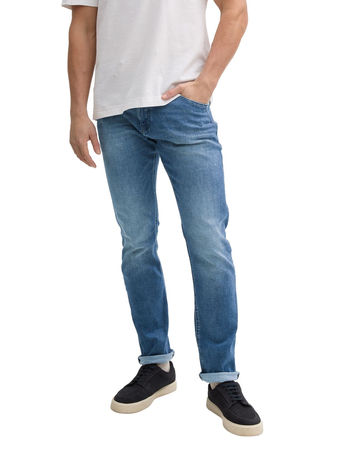 Bild von Tom Tailor Herren Jeans JOSH - Regular Slim Fit - Blau - Used Mid Stone Blue Denim