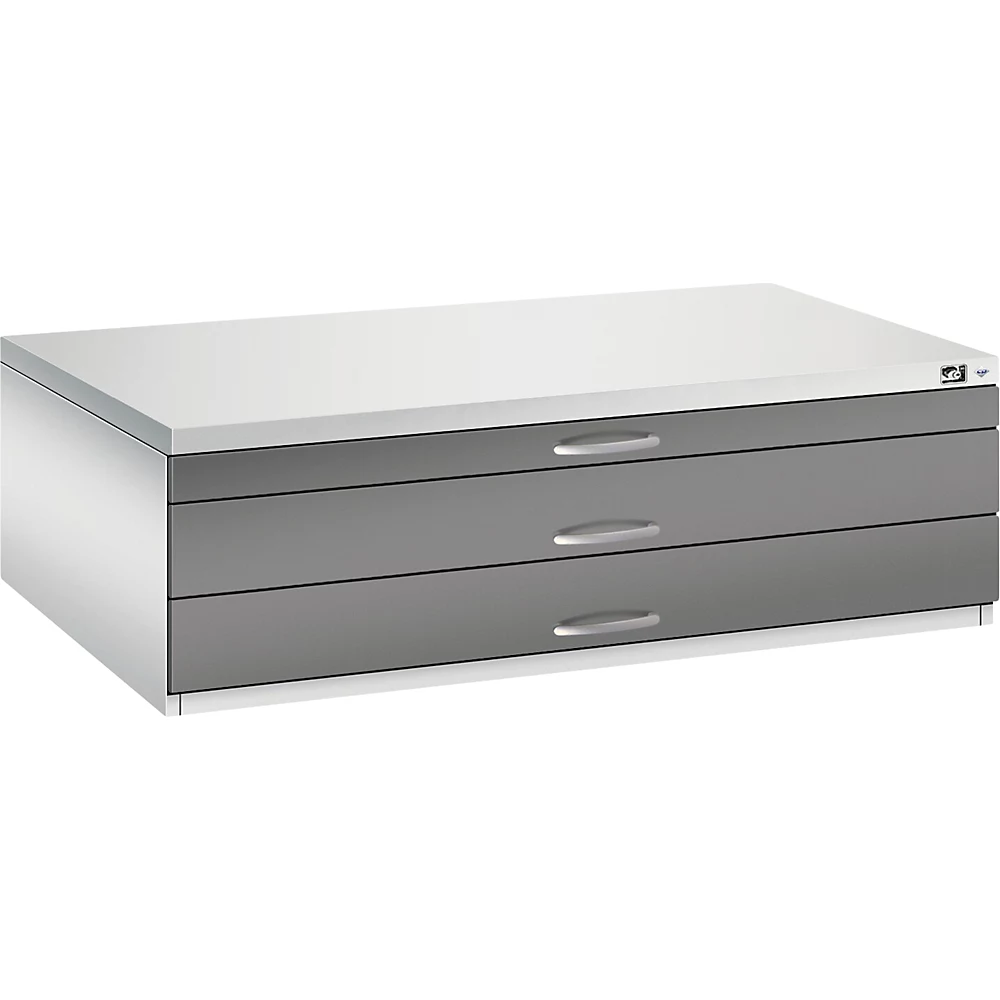 Bild von CP 7200 Planschrank lichtgrau, stahlgrau 3 Schubladen 135,0 x 96,0 x 42,0 cm