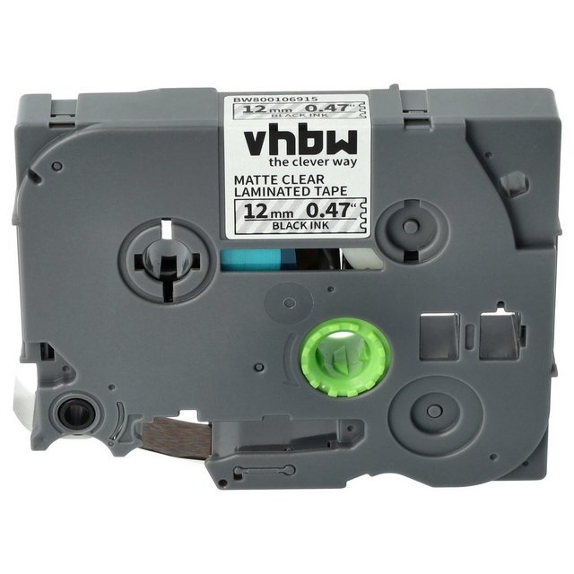 Bild von vhbw 1x Schriftband-Kassette kompatibel mit Brother PT 1005FB, 1010NB, 1010NB, 1010, 1005F Etiketten-Drucker 12mm Schwarz auf Matt-Transparent