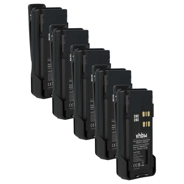 Bild von 5x Akku Ersatz für Motorola PMNN4489A, PMNN4448, PMNN4412 für Funkgerät, Walkie Talkie (3000 mAh, 7,4 v, Li-Ion) + Gürtelclip - Vhbw