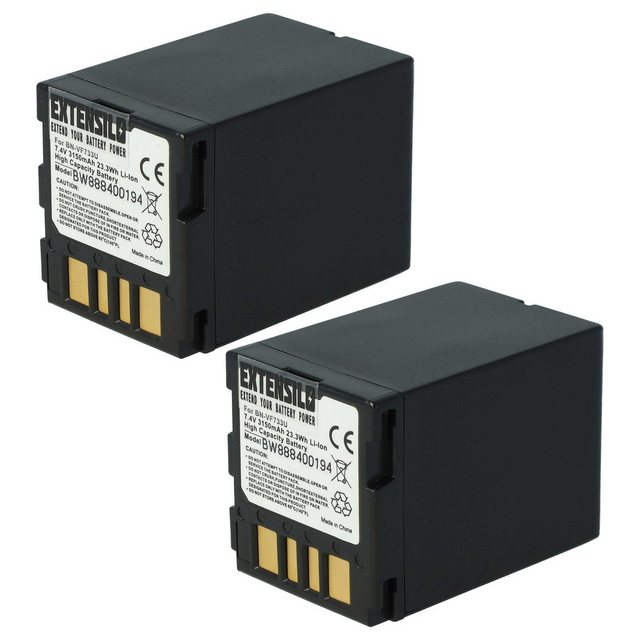 Bild von EXTENSILO 2X Akku kompatibel mit JVC GZ-DF470, GZ-DF420, GZ-MG20, GZ-D270, GZ-D240, GR-X5US Videokamera Camcorder (3150 mAh, 7,4 V, Li-Ion)