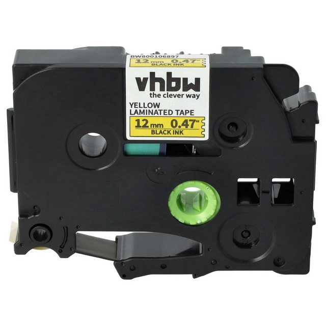 Bild von vhbw 1x Schriftband-Kassette kompatibel mit Brother PT 50 Years, 550, 540, 550A, 520, 530, 540C, 580C Etiketten-Drucker 8m x 12mm Schwarz auf Gelb