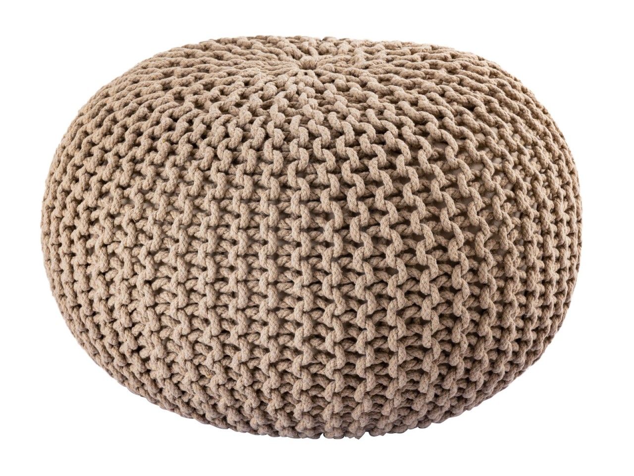 Bild von Strickhocker Pouf Ø 45 H 30 cm cm Sitzpouf Strick Bodenkissen beige