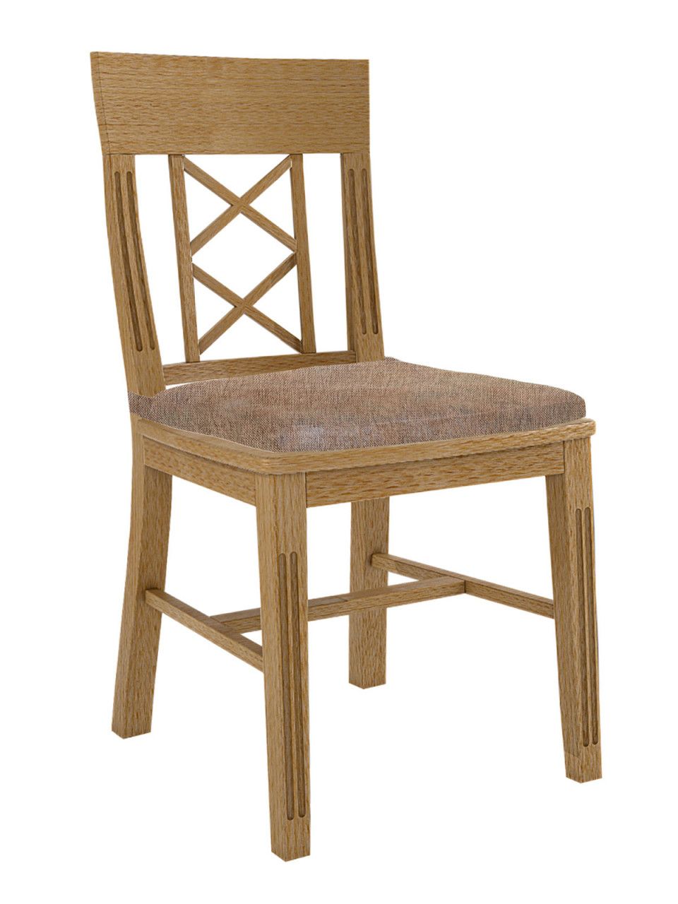 Bild von Esszimmerstuhl Chalet mit Holzsitz - 2 Kreuzen an der Lehne und losem Sitzkissen Pinie massiv Pinie karamell mit Sitzkissen hellbraun - sublim 11