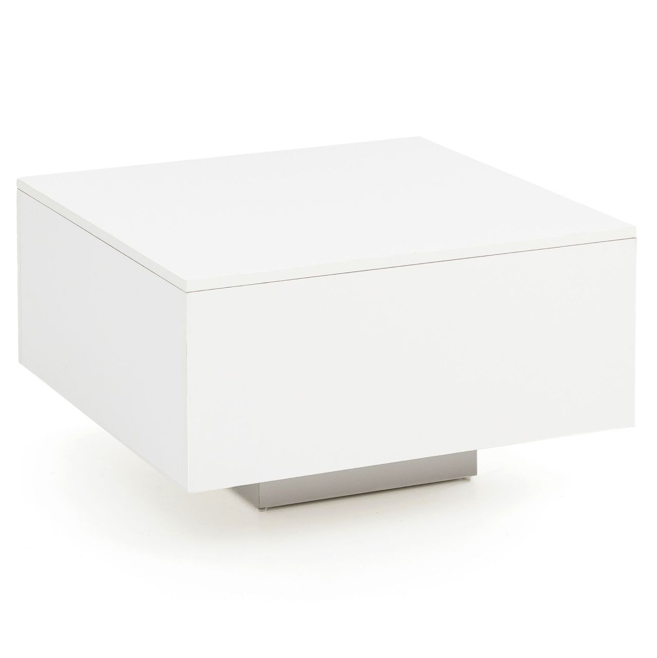 Bild von Couchtisch WL5.832 Holz 60 x 60 x 35,5 cm Spanplatte, Wohnzimmertisch Coffee Table Modern, Beistelltisch Quadratisch Weiß, Design Sofatisch Loungetisch, Weißer Kaffetisch Wohnzimmer