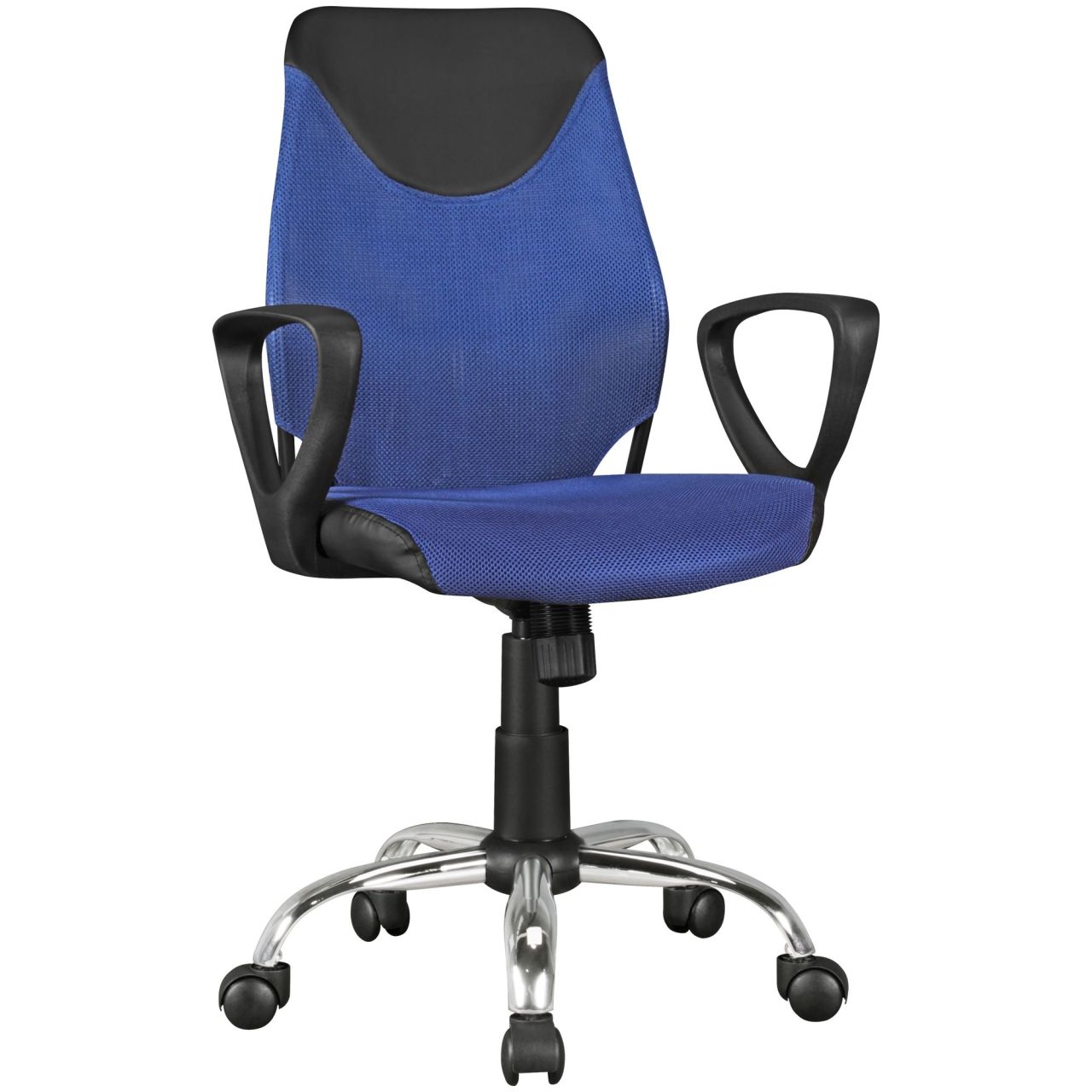 Bild von Kinder-Schreibtischstuhl TERNI Schwarz Blau für Kinder ab 6 mit Lehne, Kinder-Drehstuhl Kinder-Bürostuhl ergonomisch, Jugendstuhl höhenverstellbar