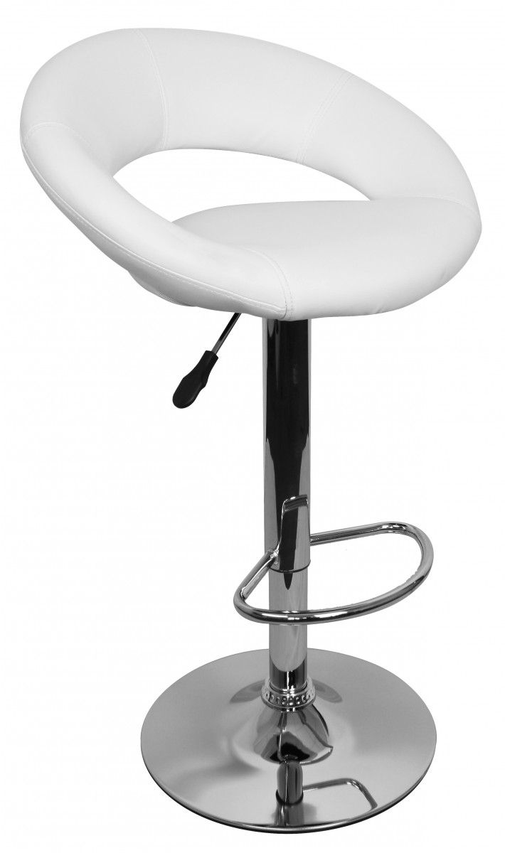 Bild von Barhocker Hocker Bezug Kunstleder weiß höhenverstellbar Design Barstuhl ohne Rückenlehne Chrom 110 kg