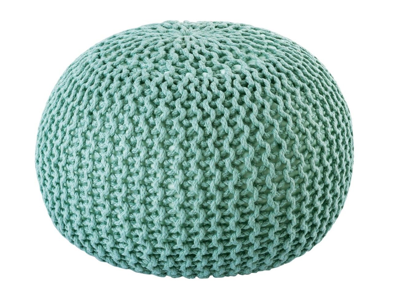 Bild von Sitzpouf ø55cm Pouf Strickhocker Strickpouf PREMIUM Innen Terrasse Pool Garten nachhaltig mint - ocean wave