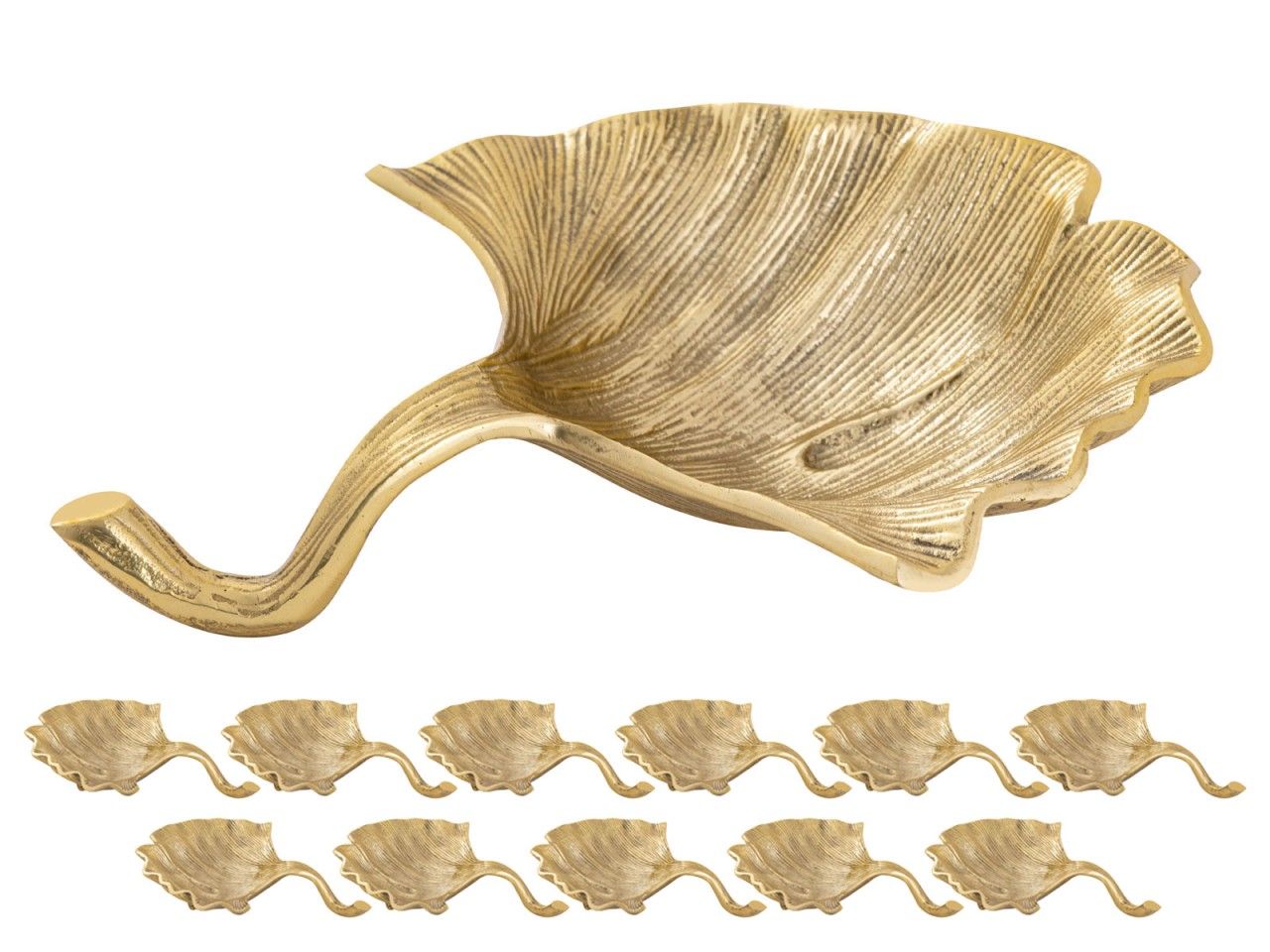 Bild von Dekoschale Schale Masterbox 12-teilig Aluminium Ginkgo groß gold o. silber Blattschale gold