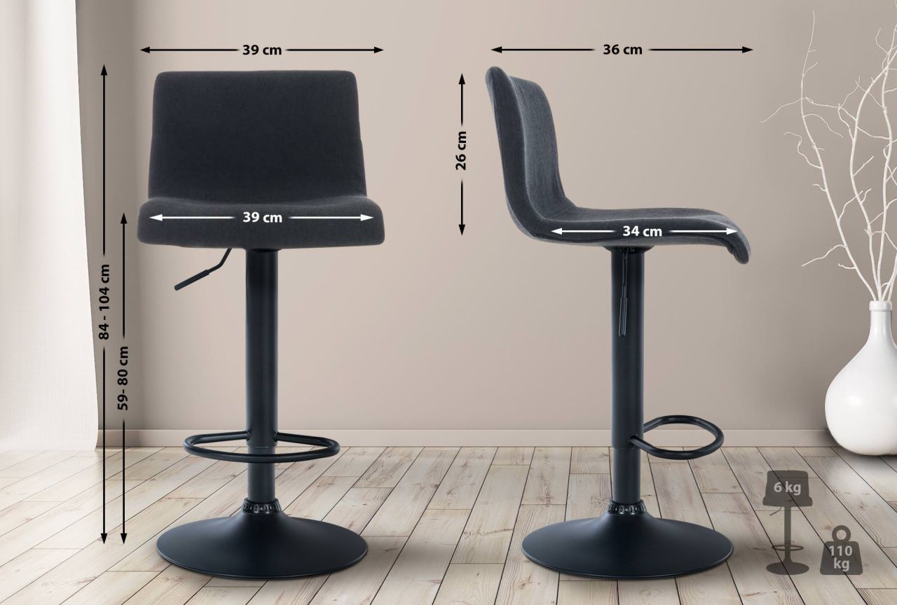 Bild von Barhocker Hoover Stoff B schwarz
