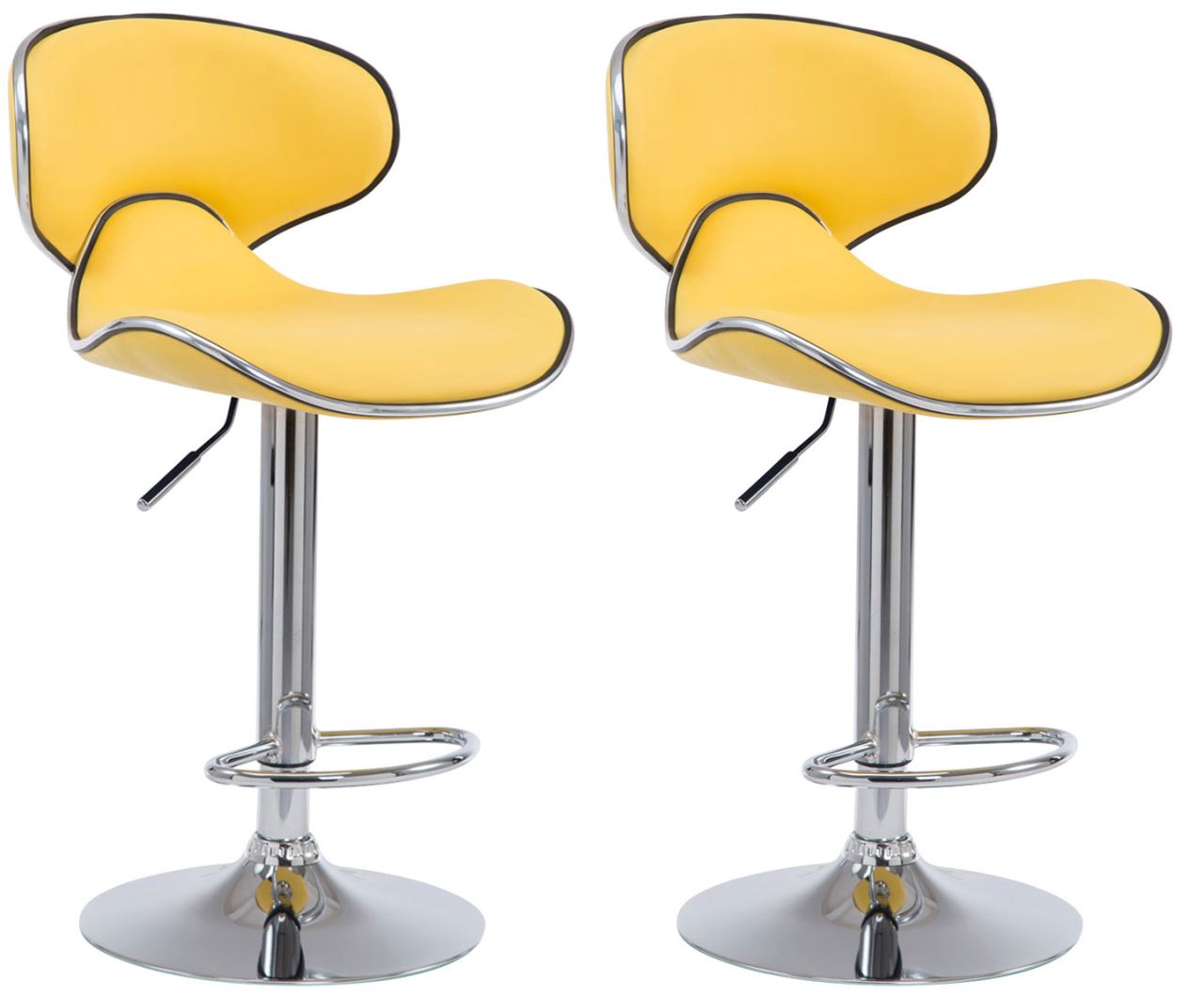 Bild von 2er Set Barhocker Las Vegas V2 Kunstleder chrom gelb