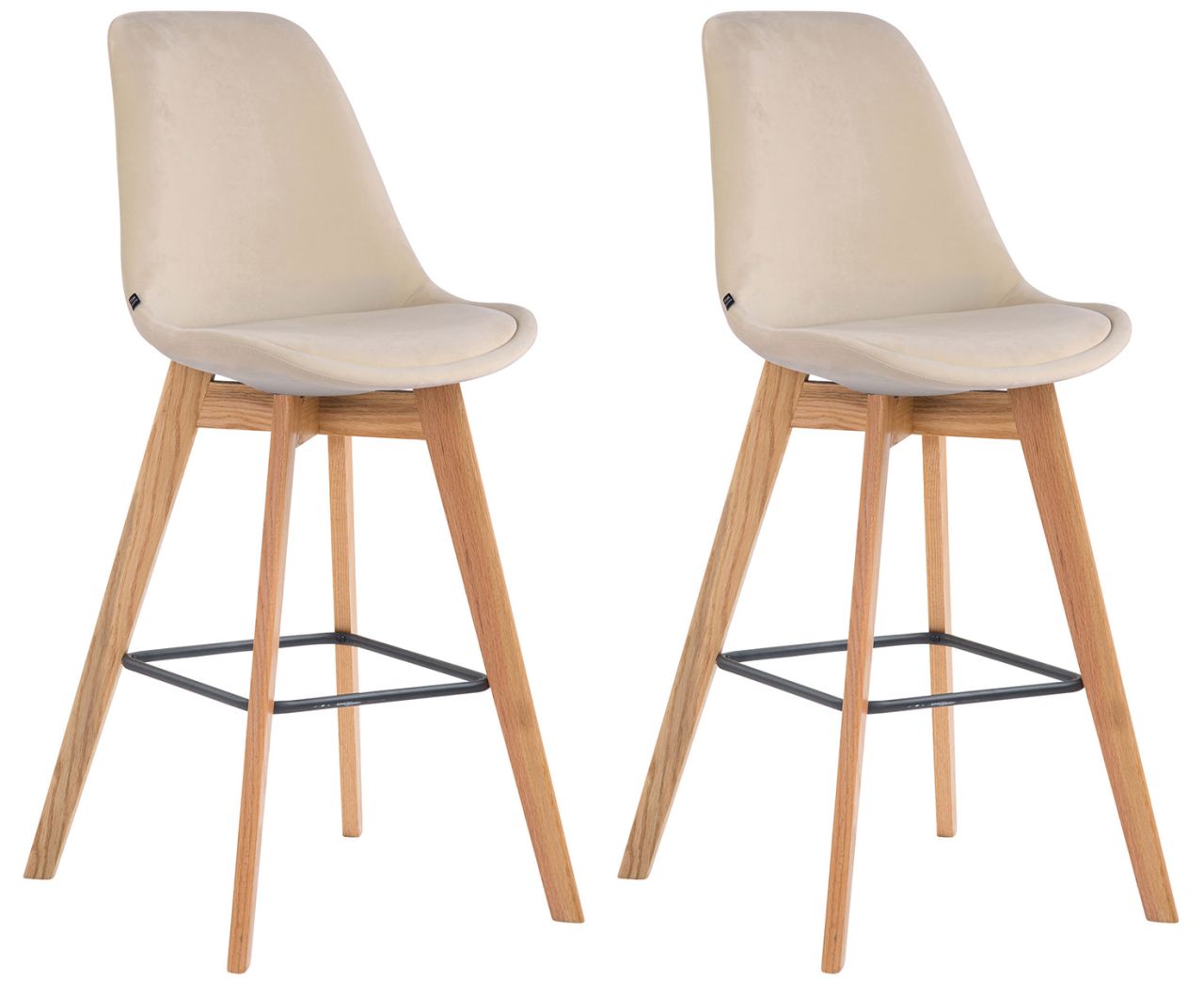 Bild von 2er Set Barhocker Metz Samt natura creme