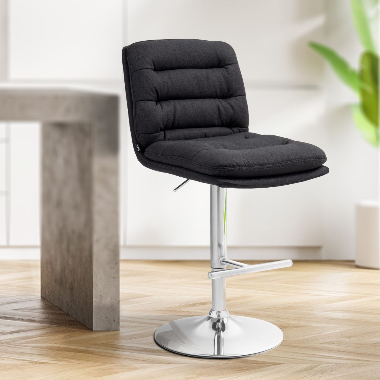 Bild von Barhocker Damar Stoff chrom schwarz