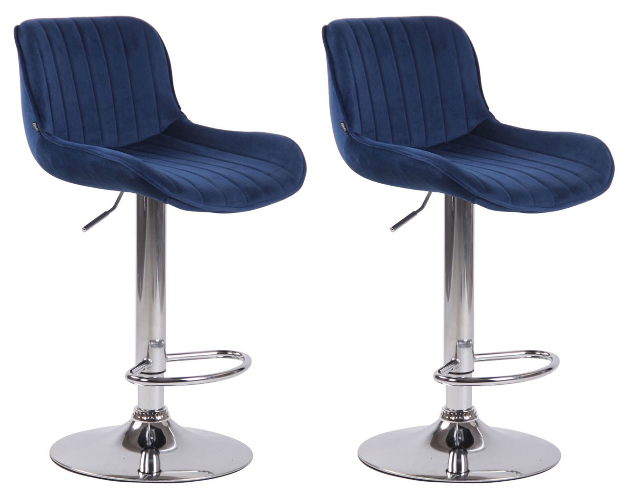 Bild von 2er Set Barhocker Lentini Samt chrom blau