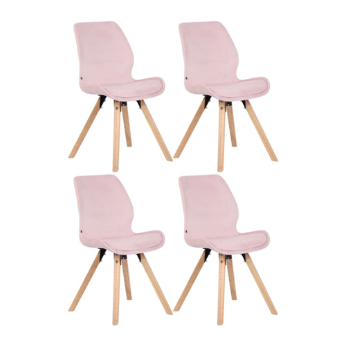 Bild von 4er Set Stuhl Luna Samt pink