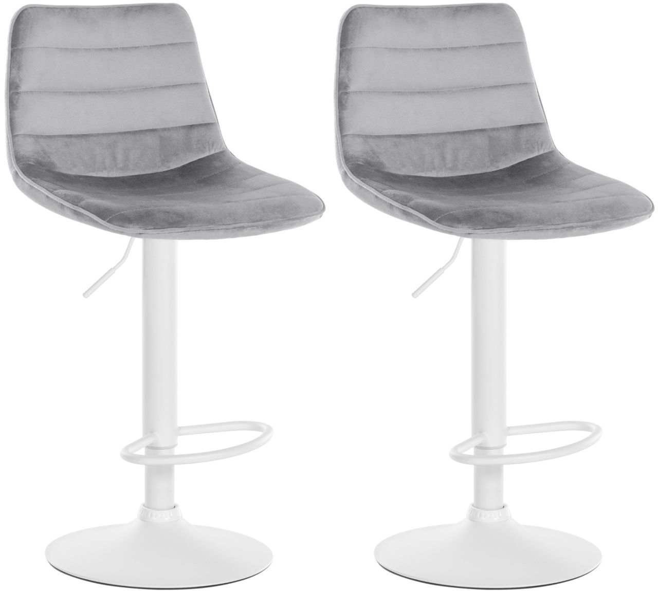 Bild von 2er Set Barhocker Lex Samt Weiß grau