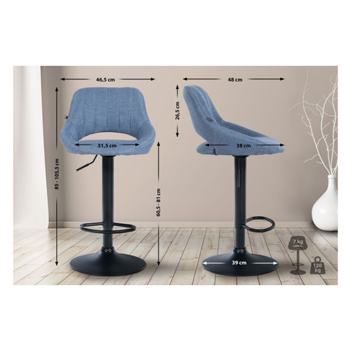 Bild von Moderne Eleganz trifft auf Komfort: Das 2er Set Barhocker Milet Stoff B blau