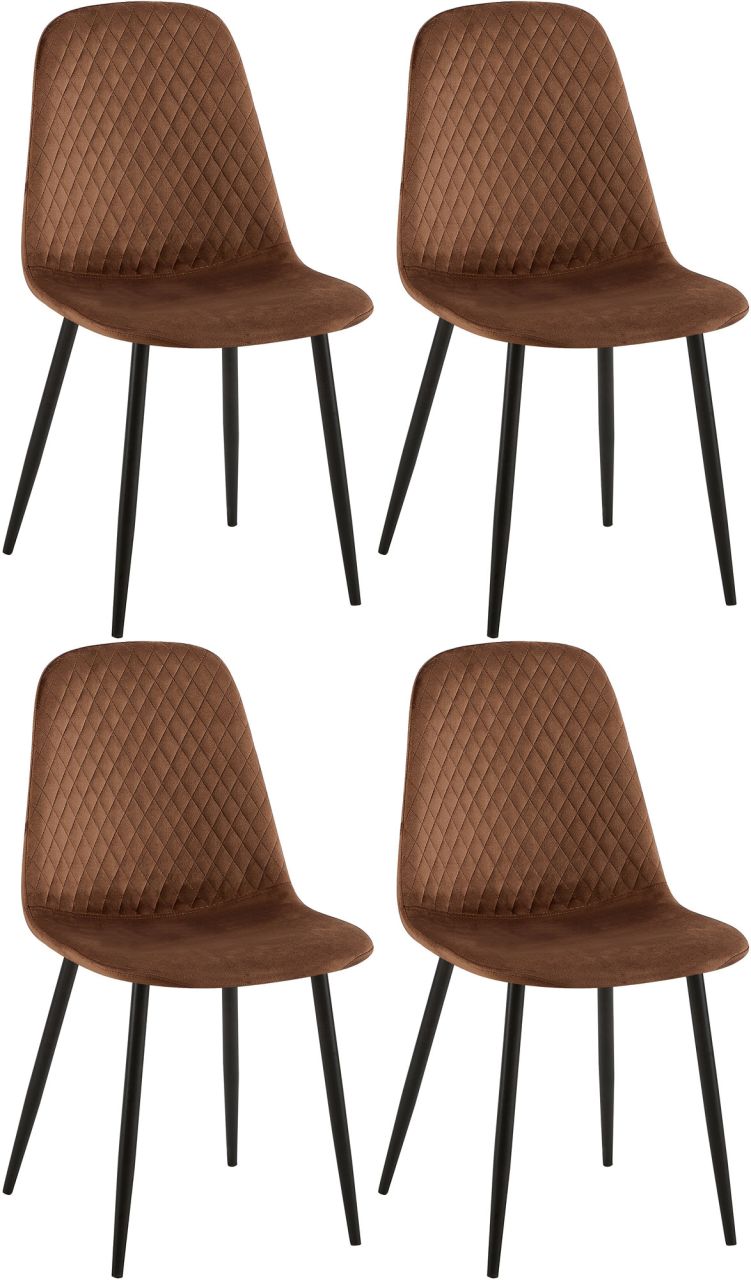 Bild von 4er Set Stühle Giverny Samt braun
