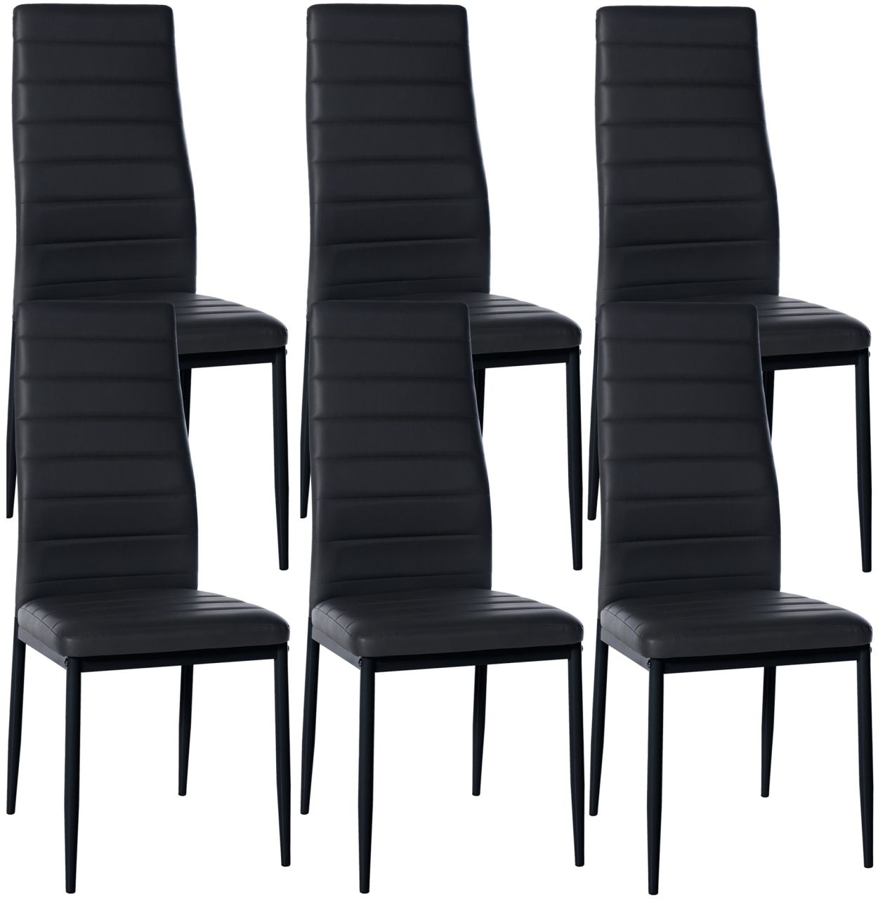 Bild von 6er Set Esszimmerstühle Mayfair Kunstleder schwarz