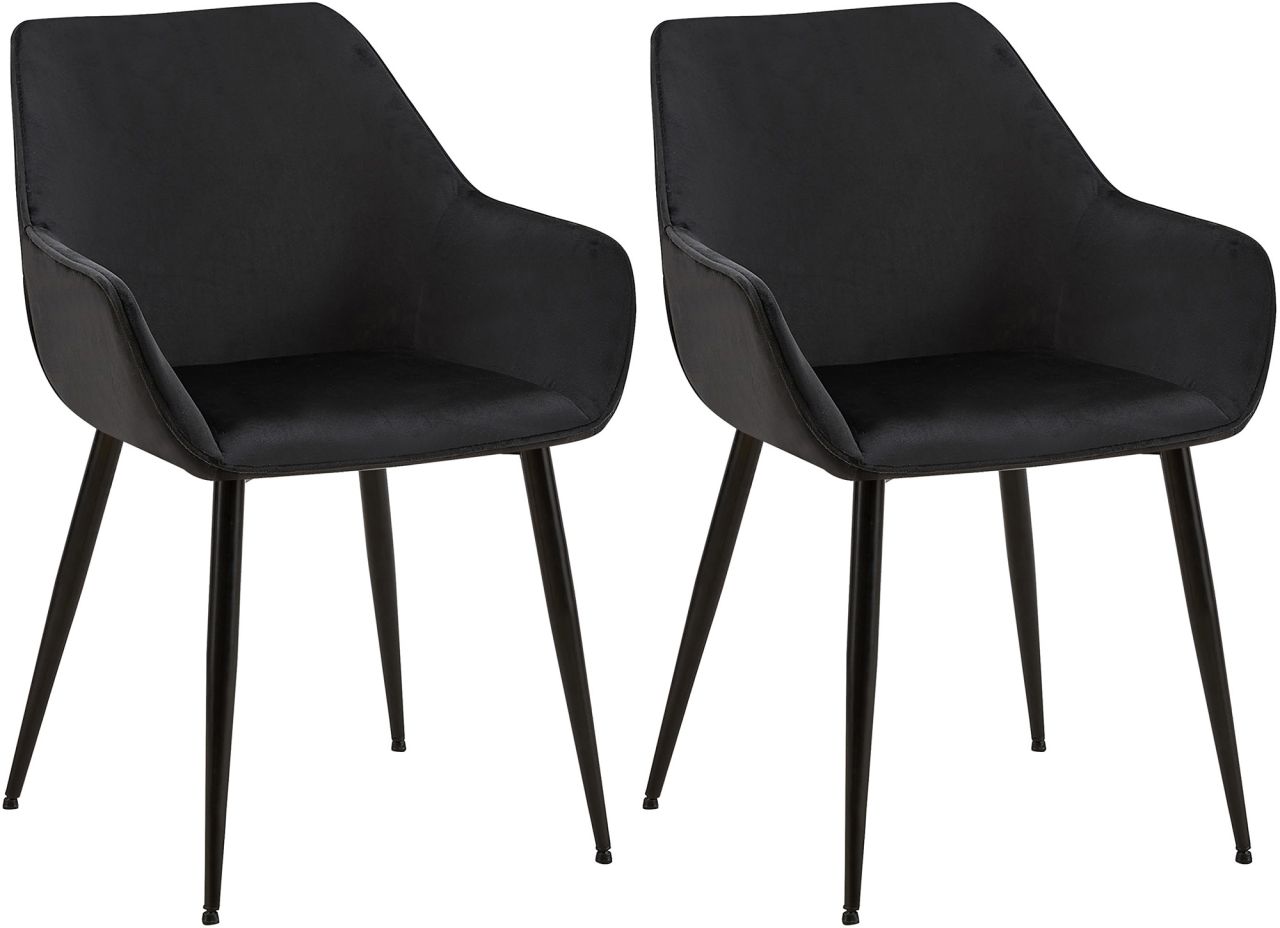 Bild von 2er Set Esszimmerstuhl Vessa Samt schwarz