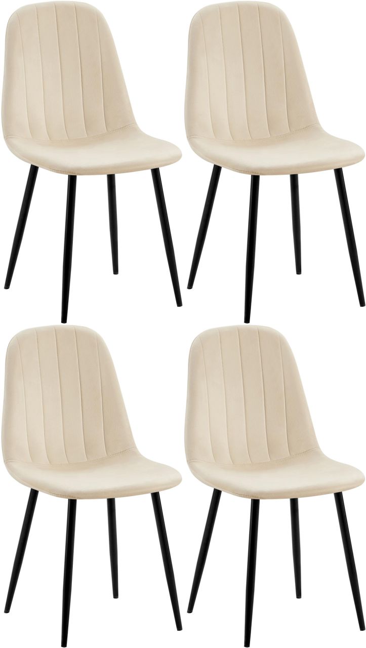 Bild von 4er Set Esszimmerstuhl Baxter Samt creme