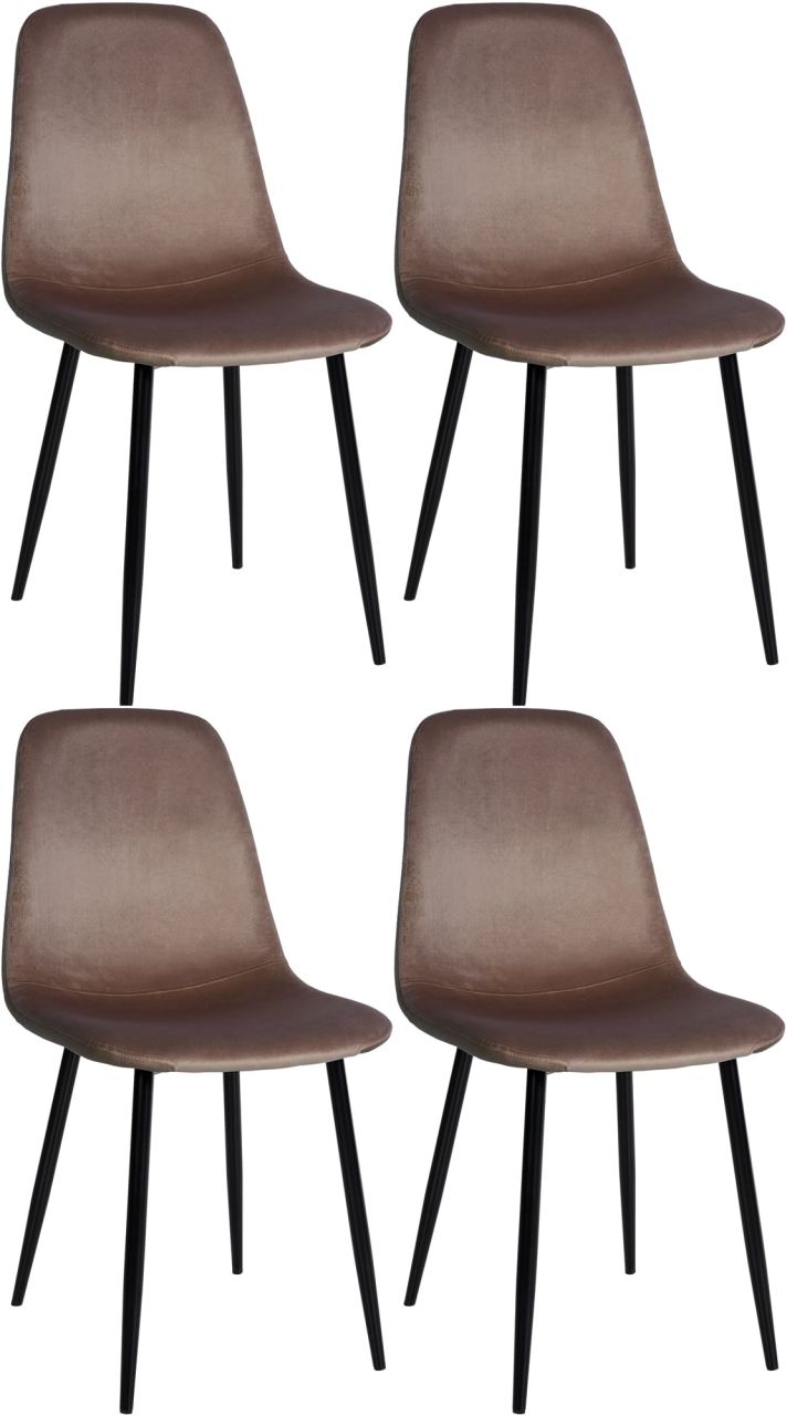 Bild von 4er Set Esszimmerstühle Napier Samt braun