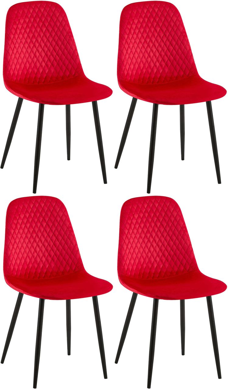 Bild von 4er Set Stühle Giverny Samt rot