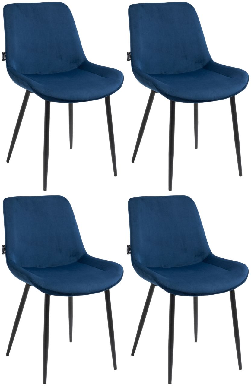 Bild von 4er Set Esszimmerstühle Victoria Samt blau